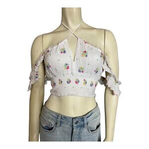 Majorelle Festival Top Shirt Blouse Cottage Summer Skimpy Beach Crop y2k Boho XS